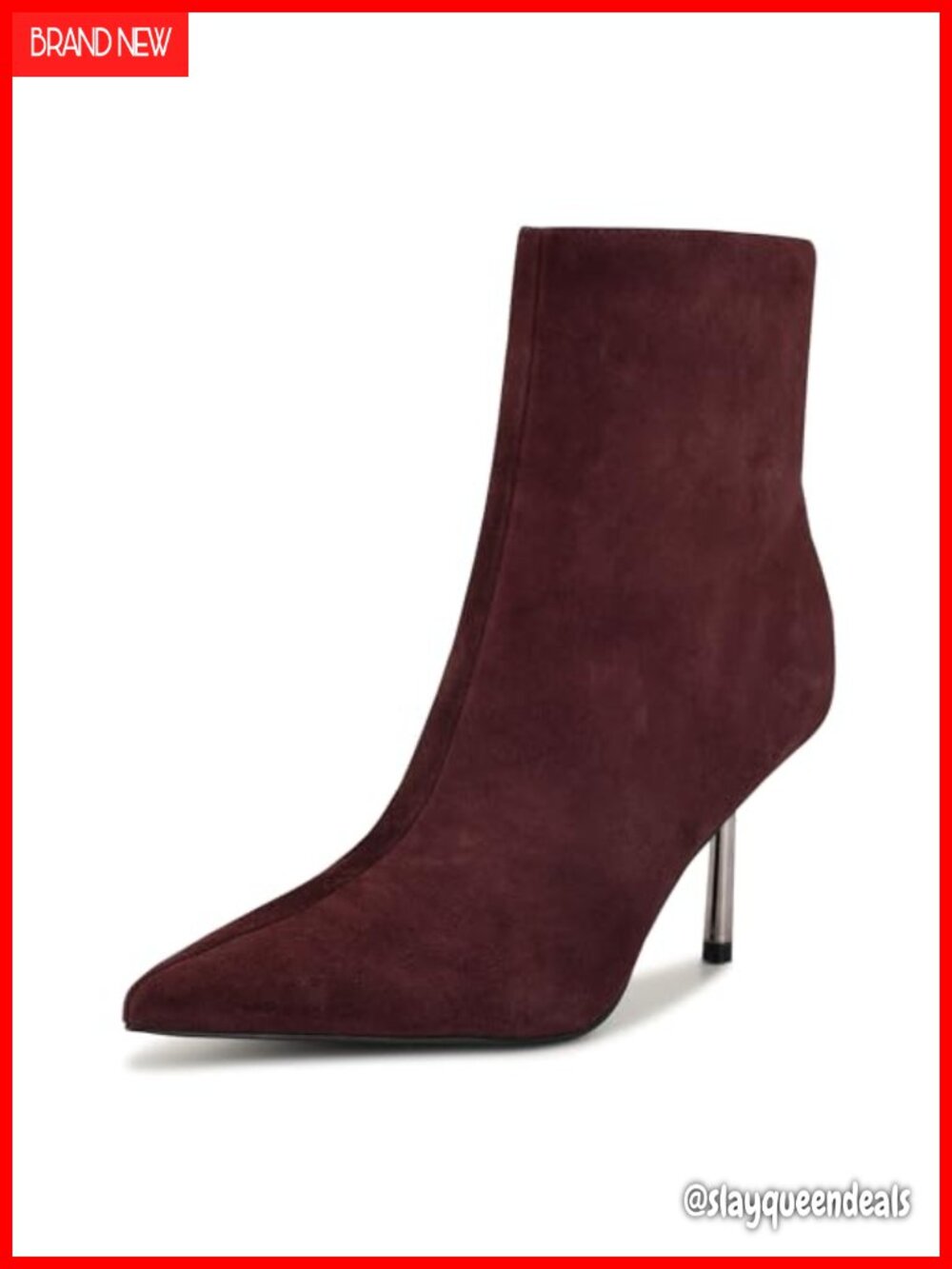Narend Pointy Toe Stiletto Heel Mid-Calf Dress Booties Side Zipper Suede